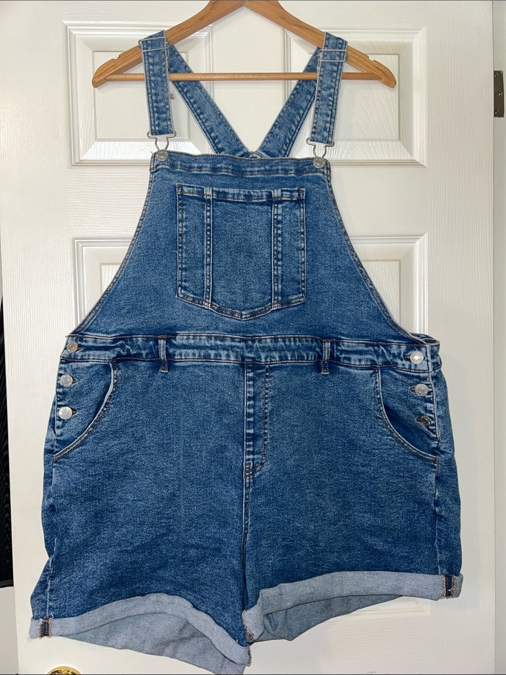 Ava & Viv Blue Denim Short Overalls